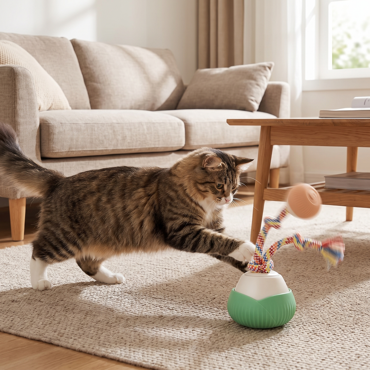 Smart Cat Toy Automatic Rotating Rope Teaser Ball Interactive Self Play Toy