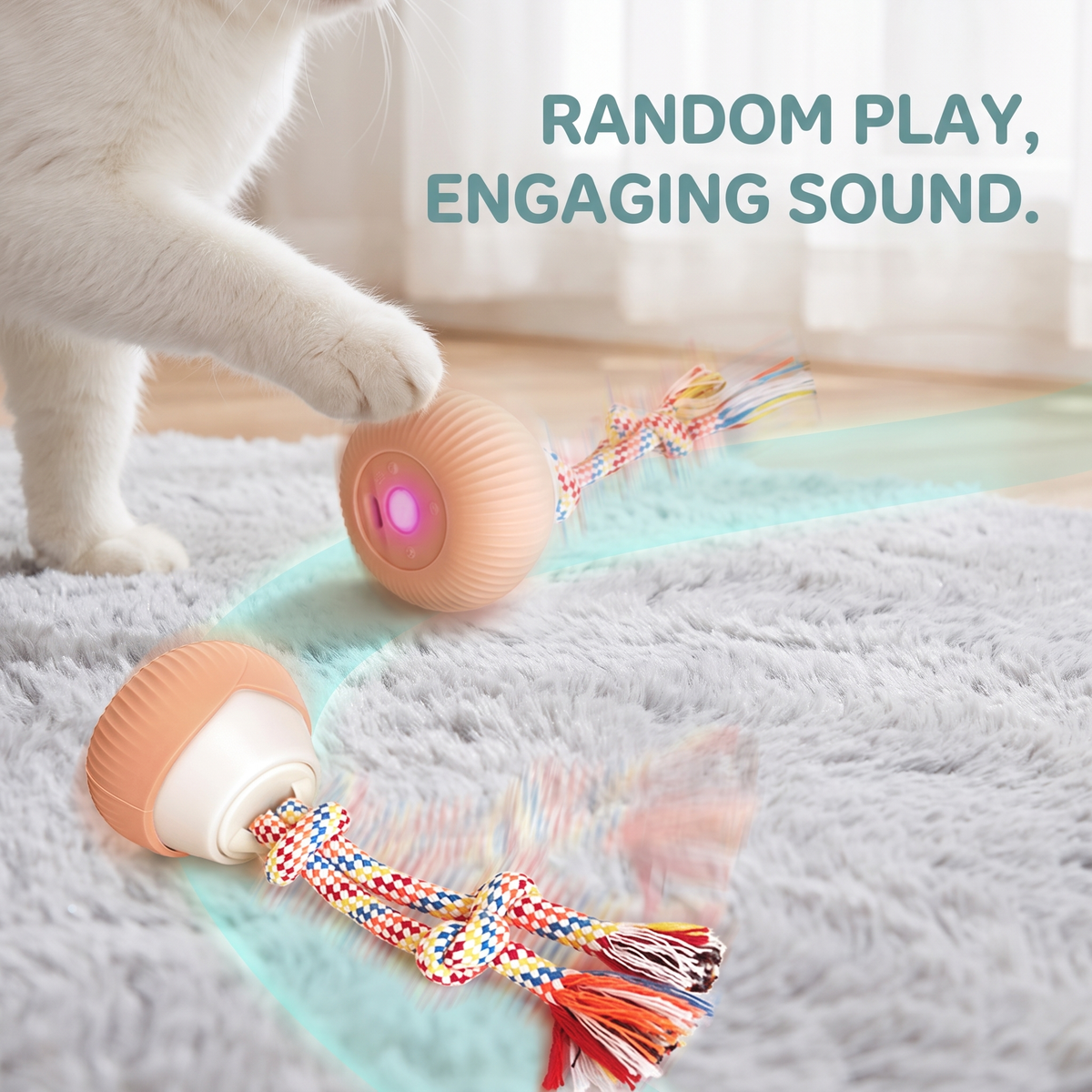 Smart Cat Toy Automatic Rotating Rope Teaser Ball Interactive Self Play Toy