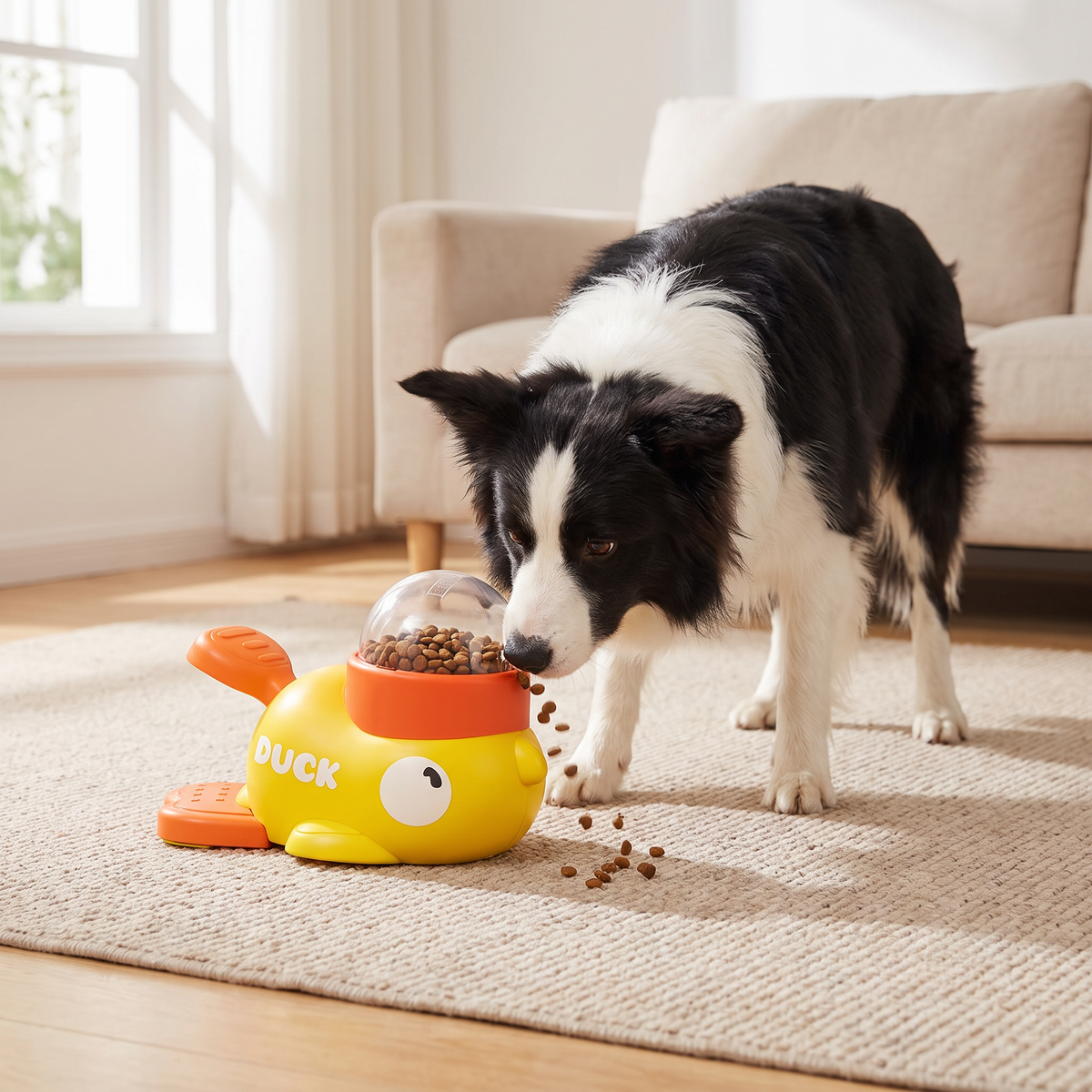 Dog Puzzle Treat Dispenser - Push Button Food Feeder Training Toy