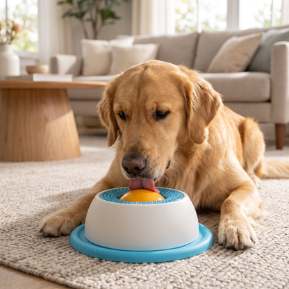 Interactive Dog Licking Bowl – Anti-Tip Slow Feeder with Rotating Treat Ball