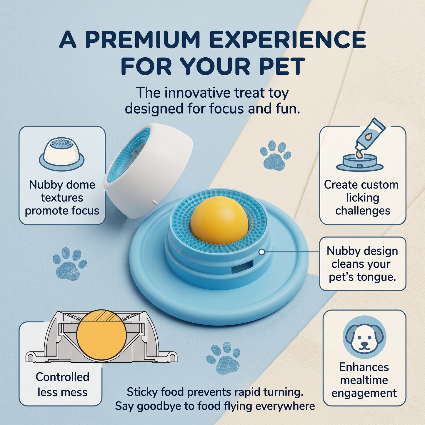 Interactive Dog Licking Bowl – Anti-Tip Slow Feeder with Rotating Treat Ball