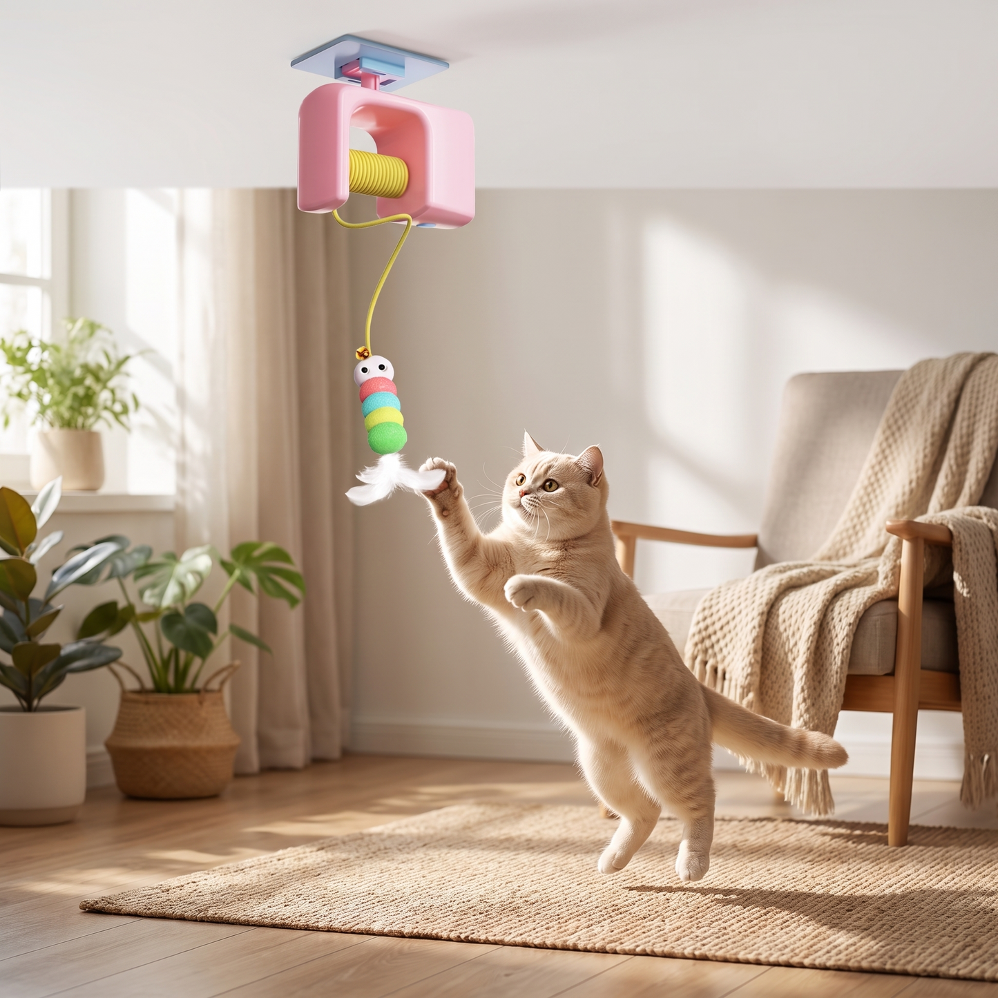 Electric Cat Door Hanger Toy Automatic Retractable Teaser for Cats & Kittens