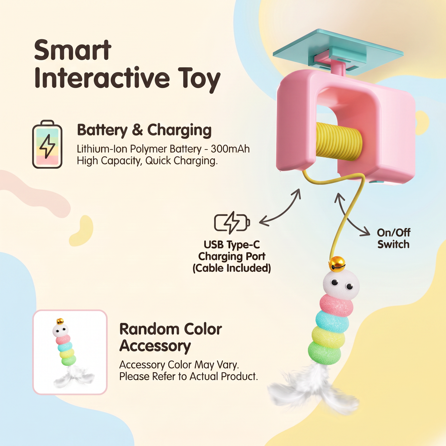 Electric Cat Door Hanger Toy Automatic Retractable Teaser for Cats & Kittens