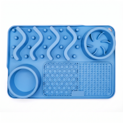 Silicone Dog Lick Mat with Slow Feeder Bowls – Non-Slip Enrichment Feeding Pad