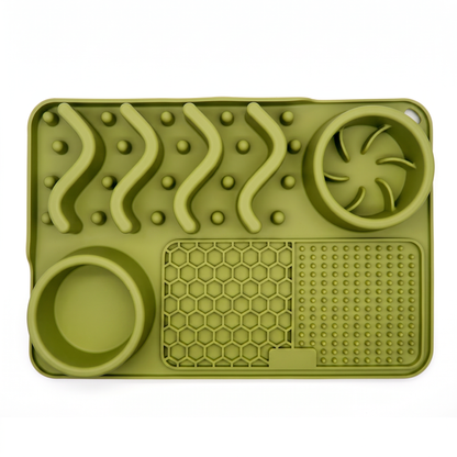 Silicone Dog Lick Mat with Slow Feeder Bowls – Non-Slip Enrichment Feeding Pad