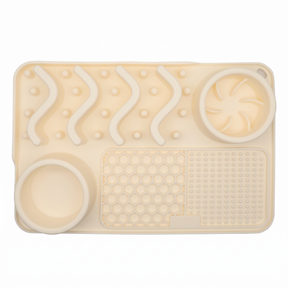 Silicone Dog Lick Mat with Slow Feeder Bowls – Non-Slip Enrichment Feeding Pad