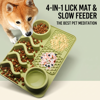 Silicone Dog Lick Mat with Slow Feeder Bowls – Non-Slip Enrichment Feeding Pad