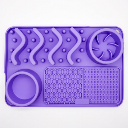 Silicone Dog Lick Mat with Slow Feeder Bowls – Non-Slip Enrichment Feeding Pad