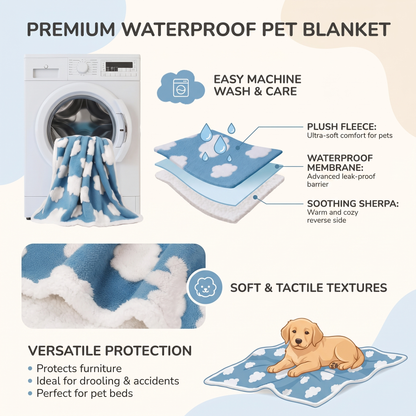 Waterproof Dog Blanket – Soft Sherpa Fleece Pet Throw for Sofa, Bed & Couch Protection