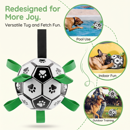Interactive Dog Soccer Ball – Bite-Resistant Football Toy with Grab Tabs for Training & Play