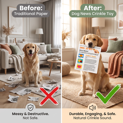 Dog Newspaper Crinkle Toy – Interactive Squeaky Chew Toy for Puppies & Dogs