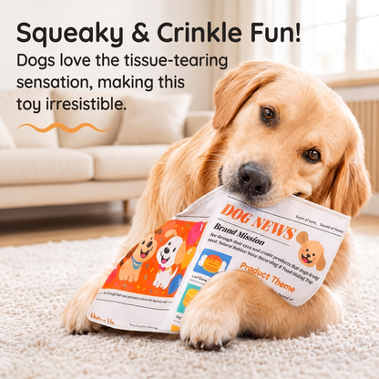 Dog Newspaper Crinkle Toy – Interactive Squeaky Chew Toy for Puppies & Dogs