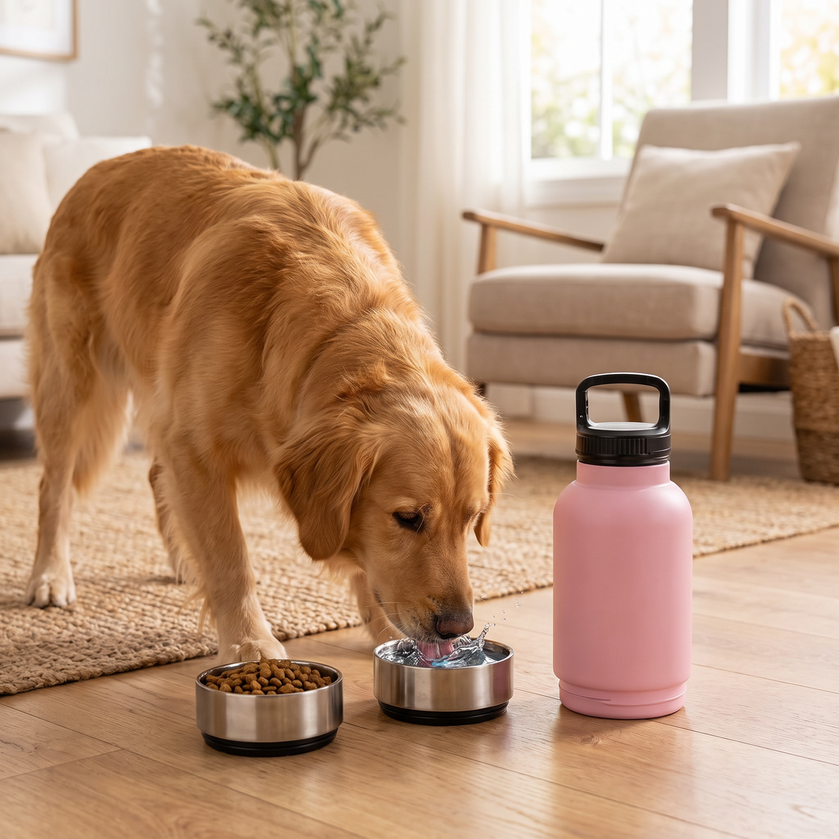 3-in-1 Pet Travel Water Bottle with Dog Food Storage Bowl for Walking & Hiking