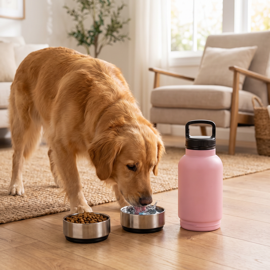 3-in-1 Pet Travel Water Bottle with Dog Food Storage Bowl for Walking & Hiking