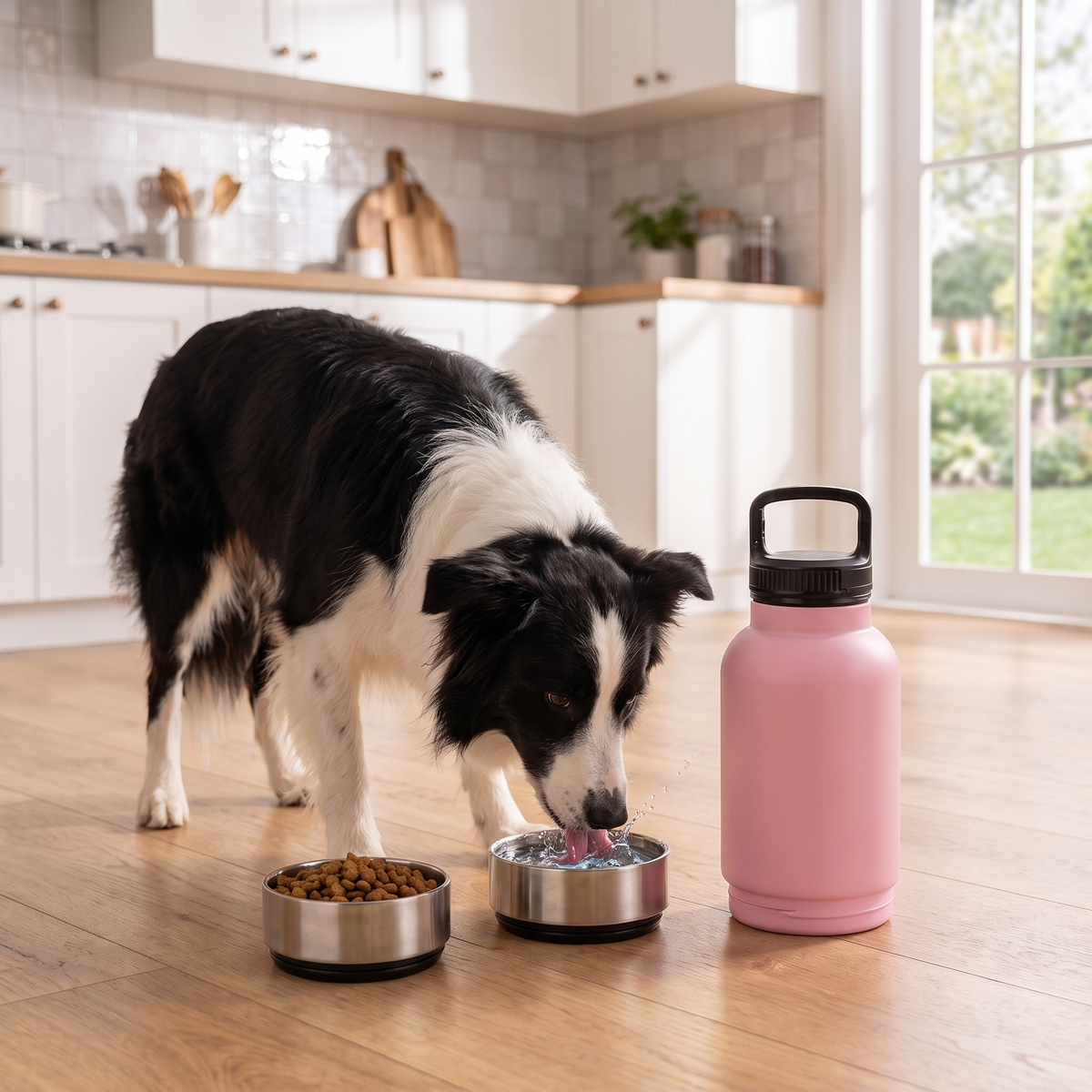 3-in-1 Pet Travel Water Bottle with Dog Food Storage Bowl for Walking & Hiking
