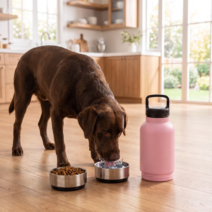 3-in-1 Pet Travel Water Bottle with Dog Food Storage Bowl for Walking & Hiking