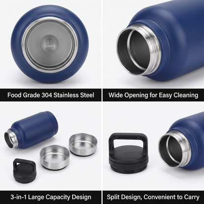 3-in-1 Pet Travel Water Bottle with Dog Food Storage Bowl for Walking & Hiking