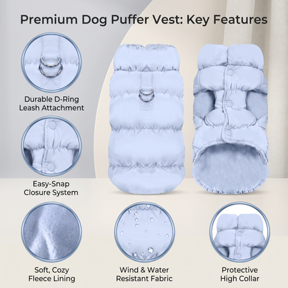 Dog Winter Puffer Jacket Warm Padded Vest with Buckle for Small Dogs & Puppies