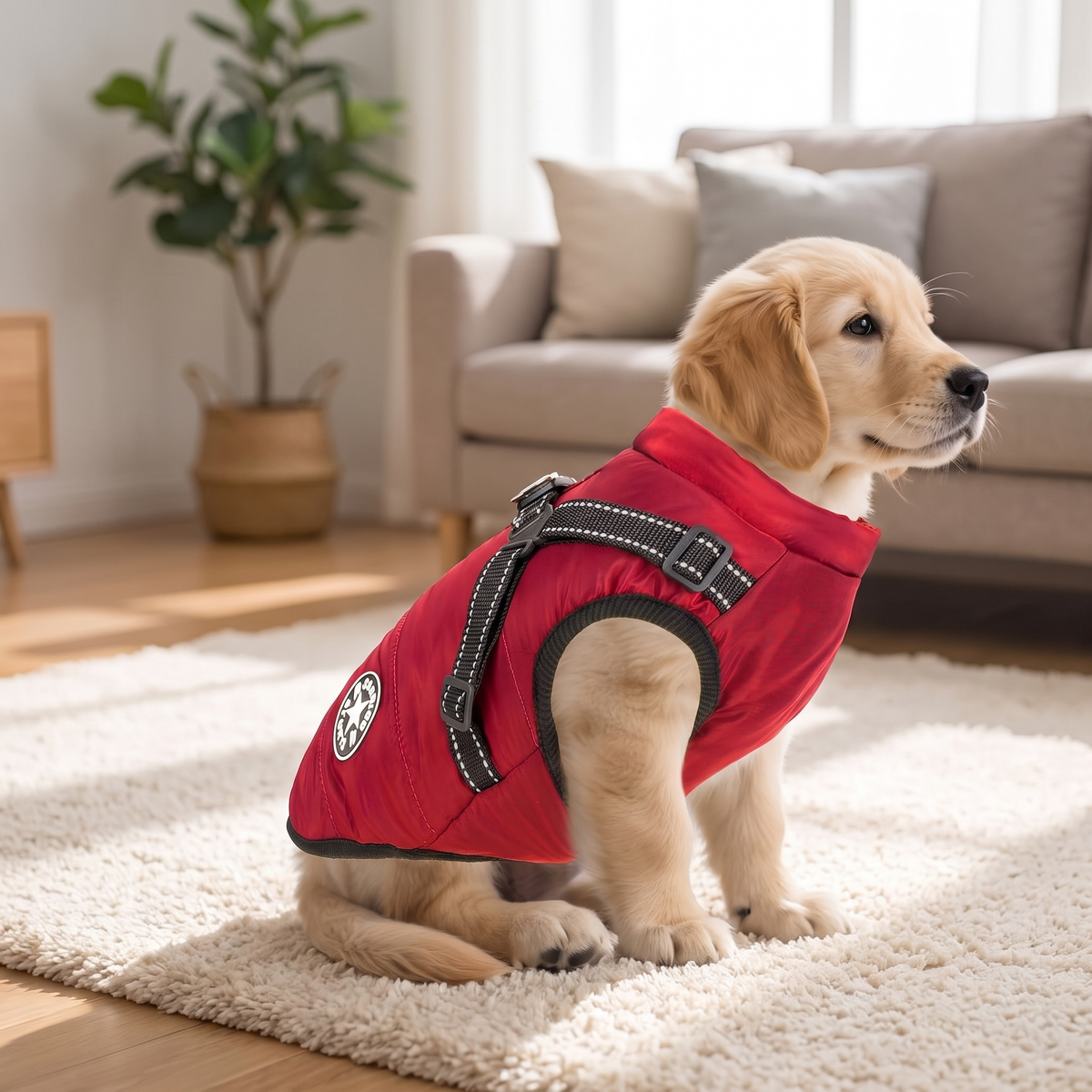 Dog Winter Jacket with Harness - Warm Padded Windproof Vest for Small & Medium Dogs