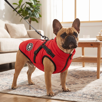 Dog Winter Jacket with Harness - Warm Padded Windproof Vest for Small & Medium Dogs