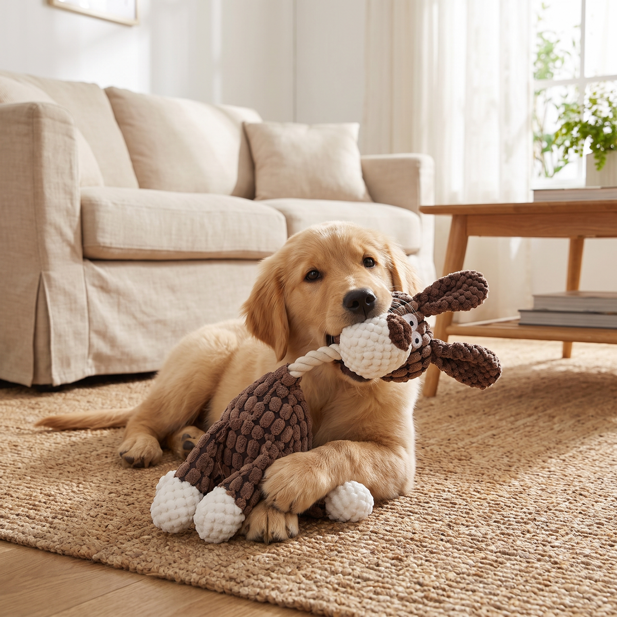 Squeaky Donkey Dog Chew Toy – Durable Plush Rope Interactive Toy for Dogs