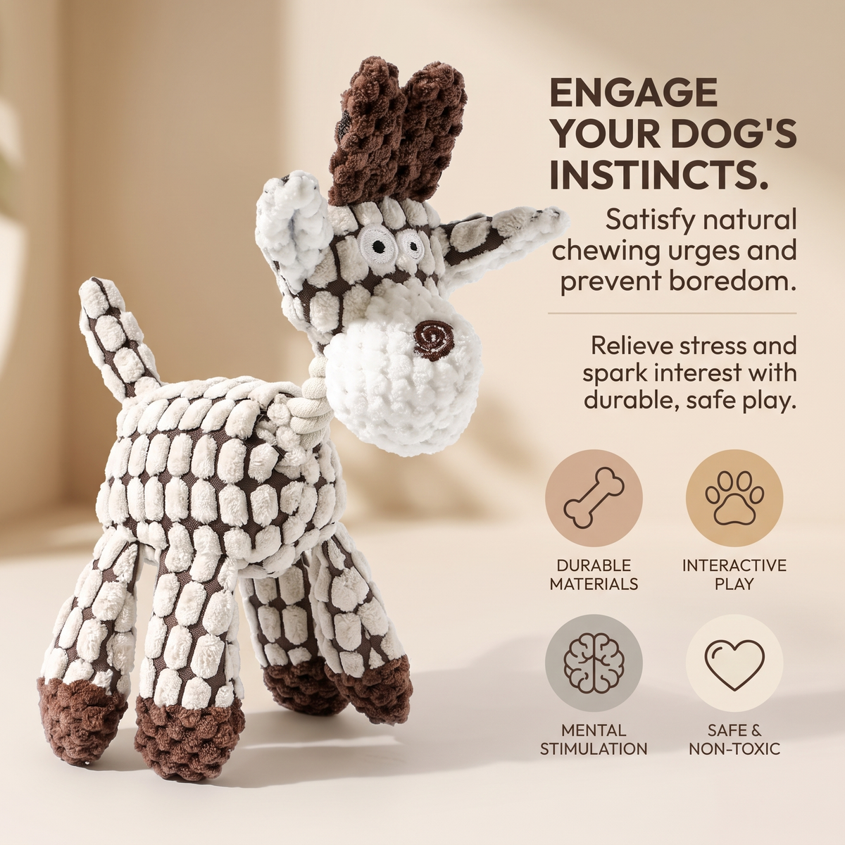 Squeaky Donkey Dog Chew Toy – Durable Plush Rope Interactive Toy for Dogs