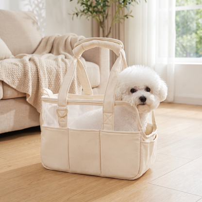 Portable Dog Carrier Tote Bag – Breathable Travel Handbag for Small Dogs