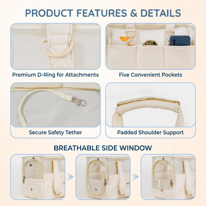 Portable Dog Carrier Tote Bag – Breathable Travel Handbag for Small Dogs