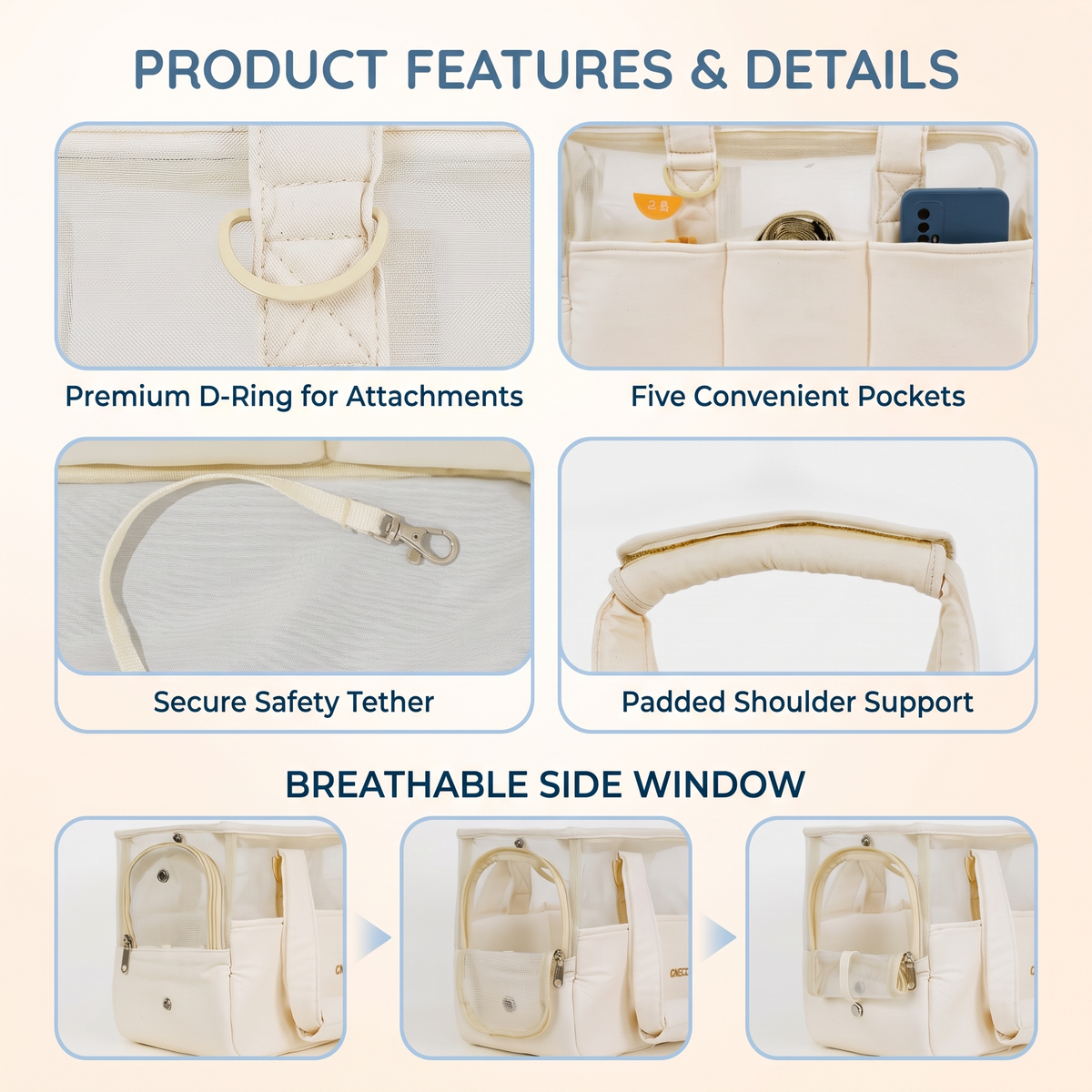Portable Cat Carrier Bag – Breathable Large Capacity Travel Handbag for Cats