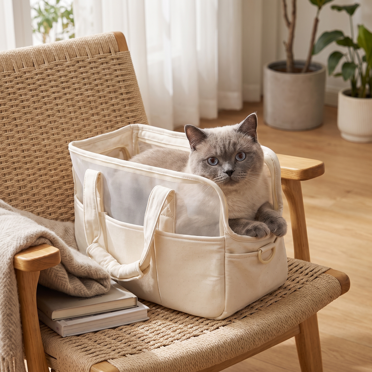 Portable Cat Carrier Bag – Breathable Large Capacity Travel Handbag for Cats