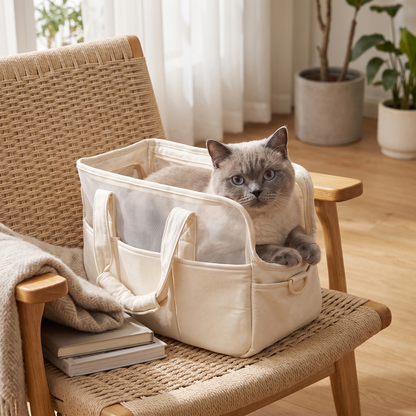 Portable Cat Carrier Bag – Breathable Large Capacity Travel Handbag for Cats