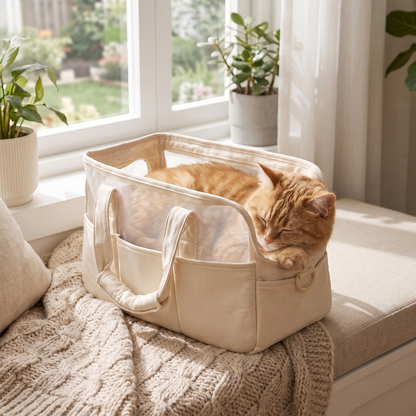 Portable Cat Carrier Bag – Breathable Large Capacity Travel Handbag for Cats