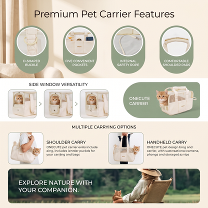 Portable Cat Carrier Bag – Breathable Large Capacity Travel Handbag for Cats