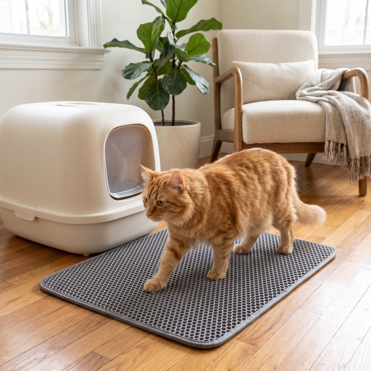 Double Layer Cat Litter Mat – Honeycomb Litter Trapping Waterproof EVA Mat