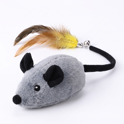 Rechargeable Electric Mouse Cat Toy – Interactive Moving Plush Chase Toy with Feather Tail