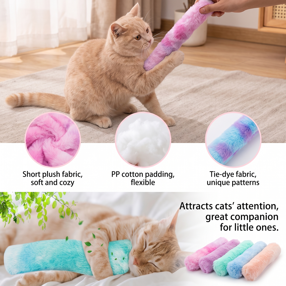 Catnip Plush Kicker Toy – Soft Gradient Interactive Cat Chew & Self-Play Pillow