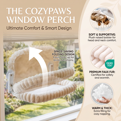 Window Cat Hammock Bed – Plush Suction Cup Cat Perch with Double-Sided Cushion