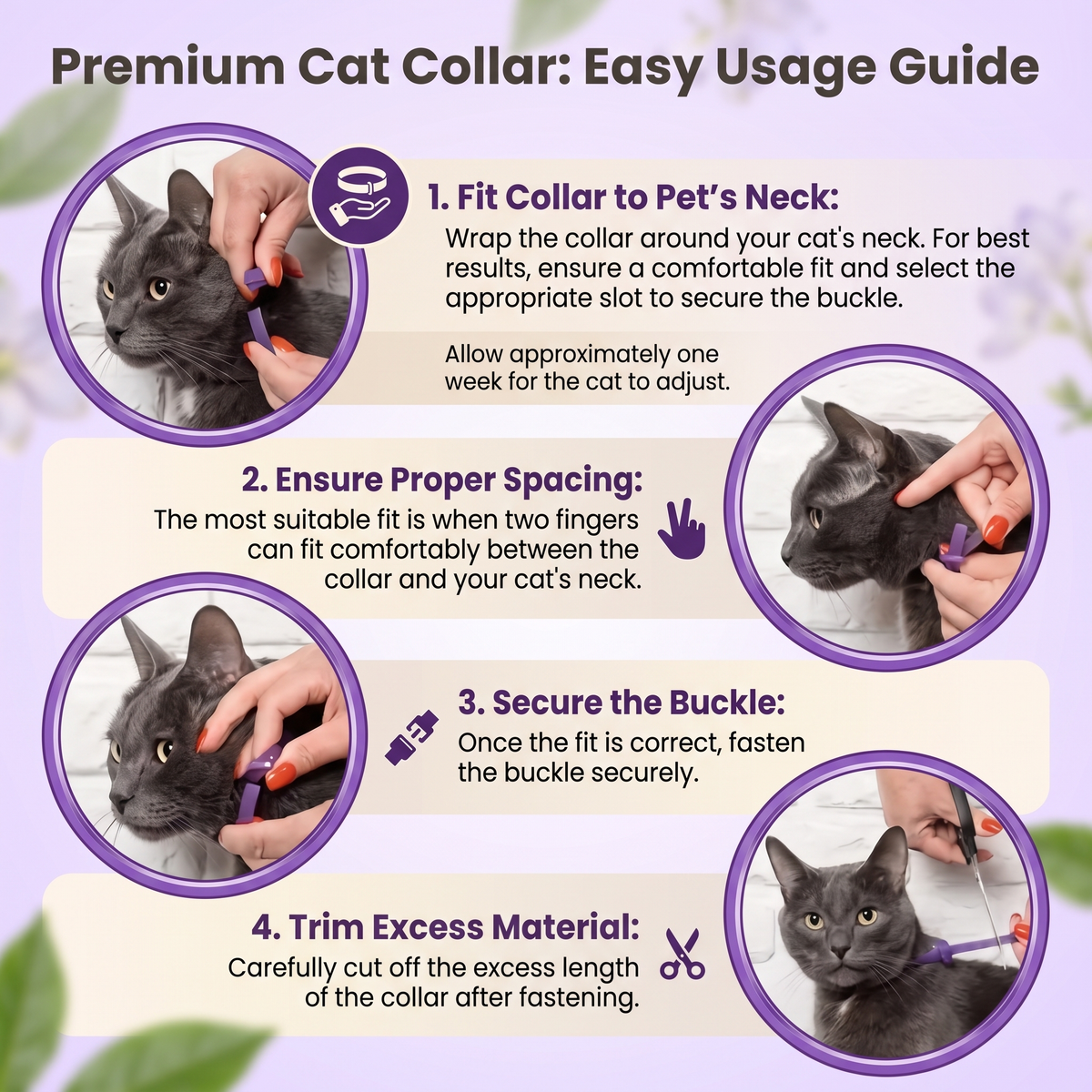 Calming Collar for Cats – Adjustable Long-Lasting Soothing Cat Collar Multipack