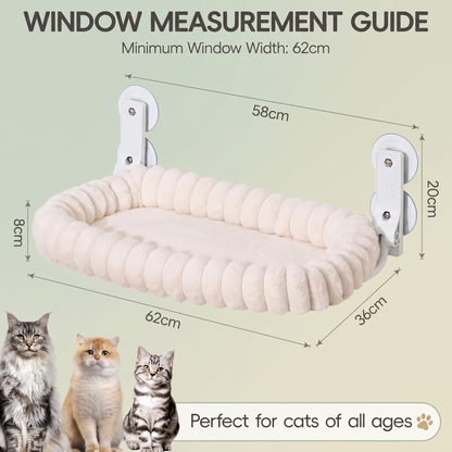 Window Cat Hammock Bed – Plush Suction Cup Cat Perch with Double-Sided Cushion