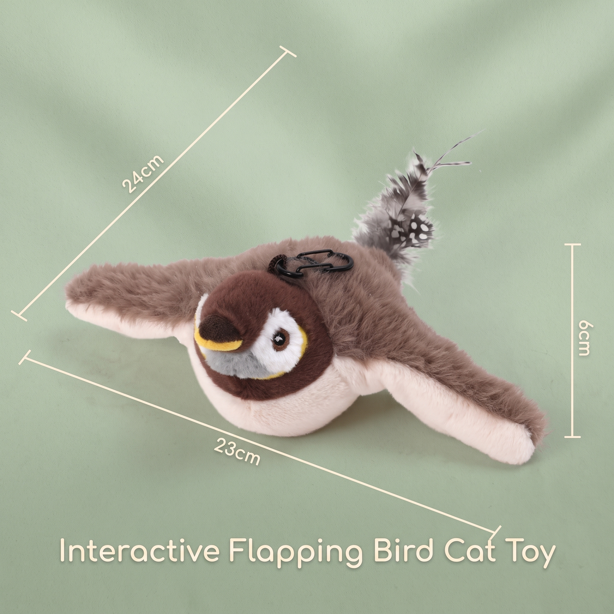 Interactive Flapping Bird Cat Toy – Catnip Plush Chirping Prey Toy with Feather Tail