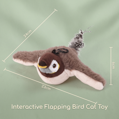Interactive Flapping Bird Cat Toy – Catnip Plush Chirping Prey Toy with Feather Tail