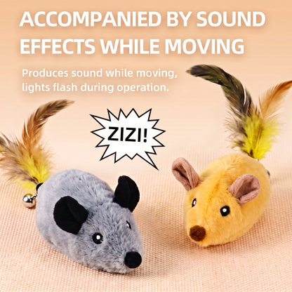 Rechargeable Electric Mouse Cat Toy – Interactive Moving Plush Chase Toy with Feather Tail