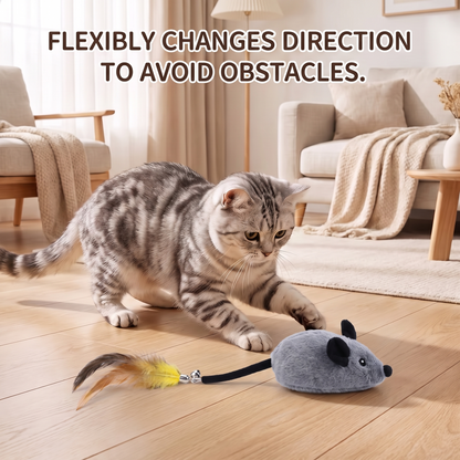Rechargeable Electric Mouse Cat Toy – Interactive Moving Plush Chase Toy with Feather Tail