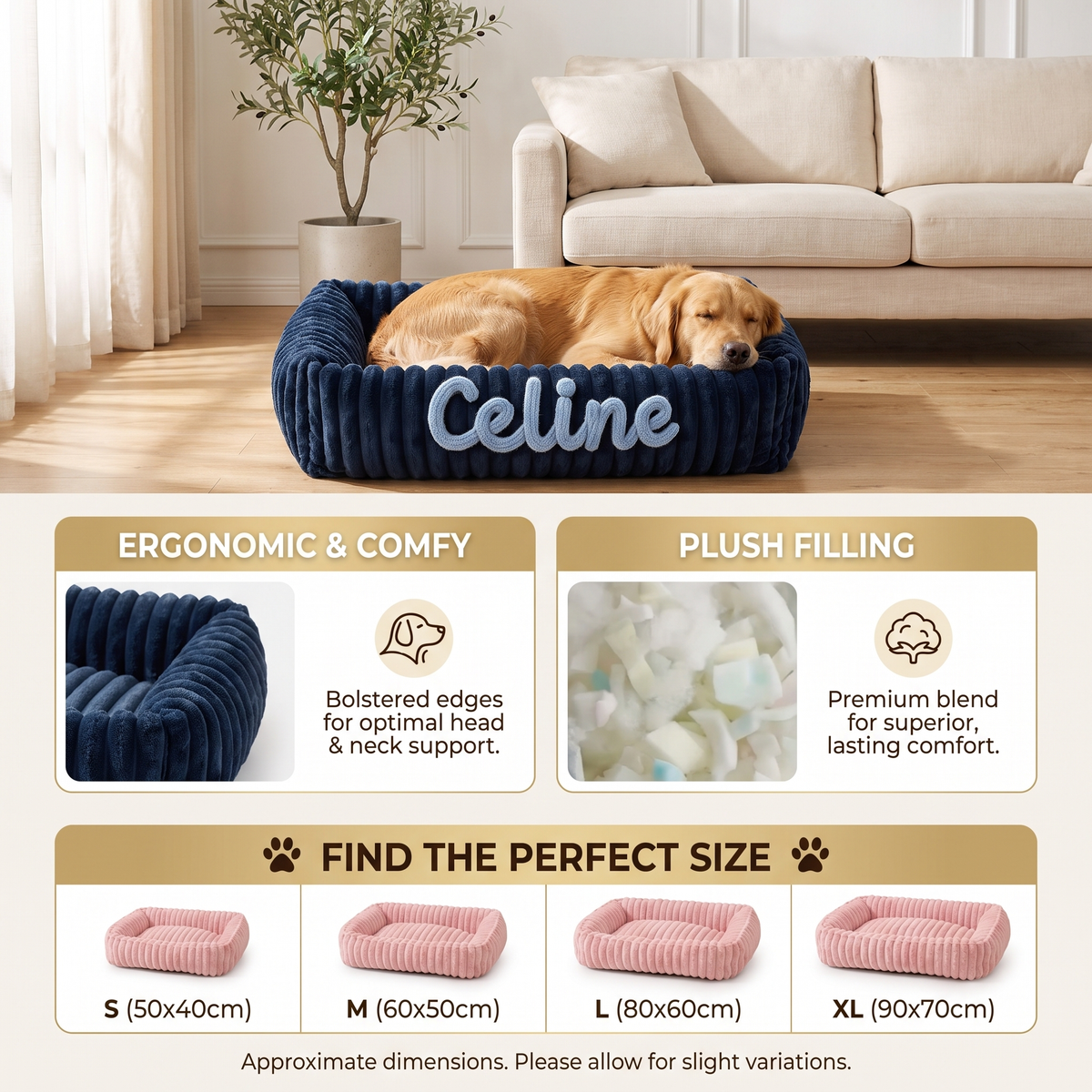 Personalized Puppy Bed – Soft Plush Dog Bed