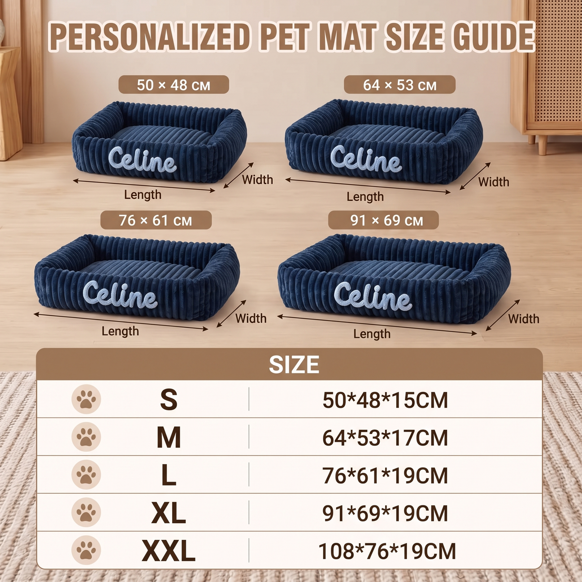 Personalized Puppy Bed – Soft Plush Dog Bed