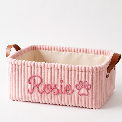 Personalized Dog Toy Basket with Custom Embroidered Name