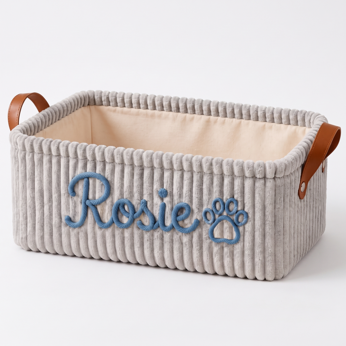 Personalized Dog Toy Basket with Custom Embroidered Name