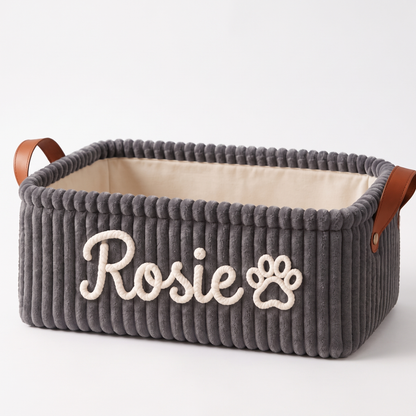 Personalized Dog Toy Basket with Custom Embroidered Name
