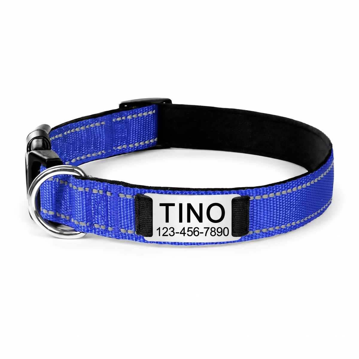 Personalized Nylon Dog Collar with Engraved Identification Plate