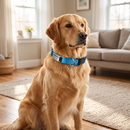 Personalized Nylon Dog Collar with Engraved Identification Plate
